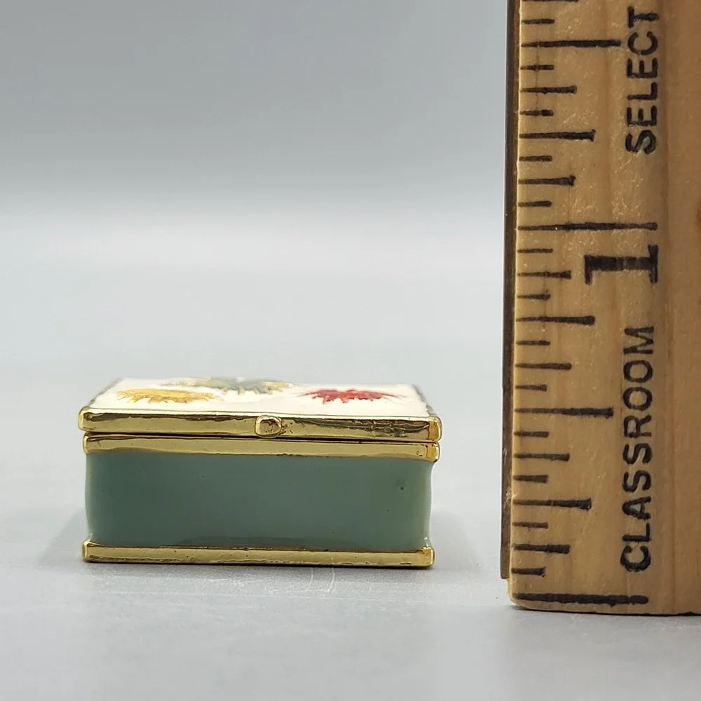 Work of Art Mini Trinket Box Enameled Hinged Magnetic Shelf Decor Multicolor